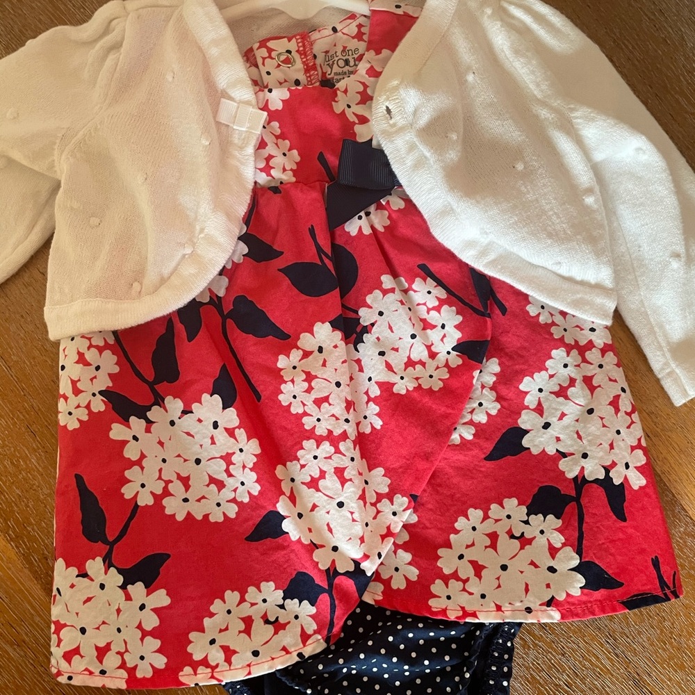 Baby girl floral onesie and cardigan